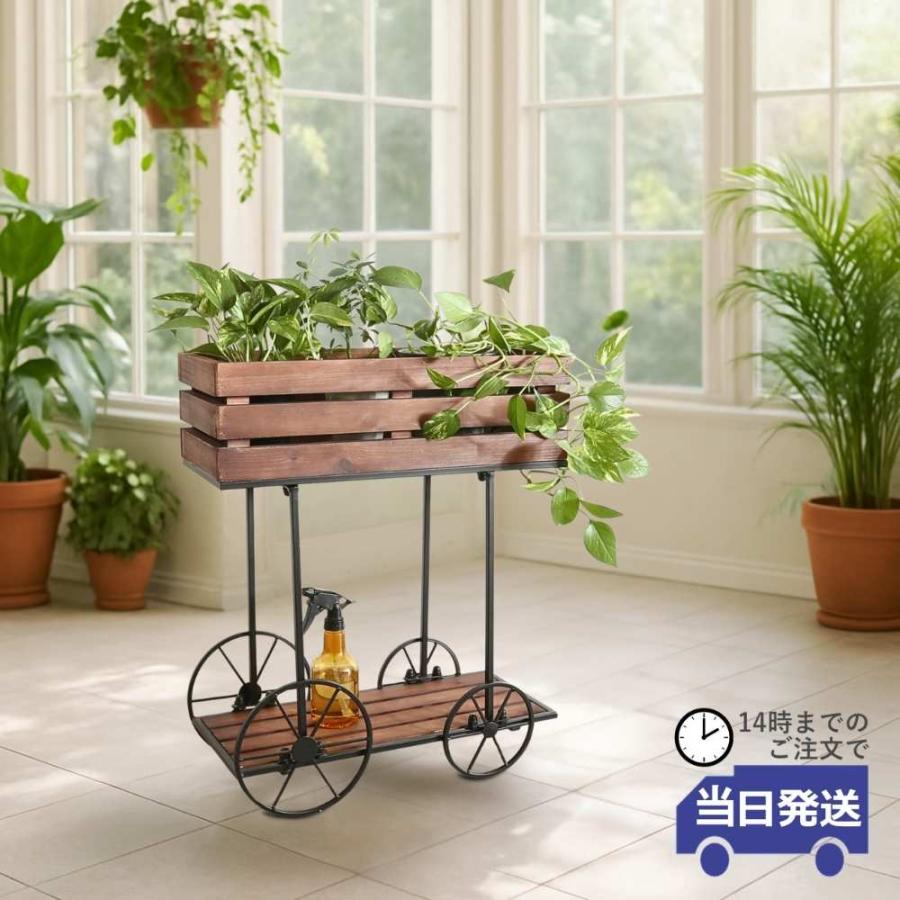 花台 フラワーカート 木製 ボックス アイアン おしゃれ アンティーク調