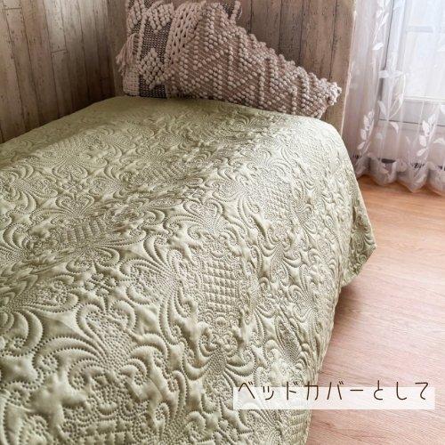 マルチカバー 洗える キルト 無地 ベッド ソファカバー 185×185cm 2帖 シンプル ウォッシャブル コンパクト くすみカラー リバーシブル ペットに優しい 緑 灰 |  | 06