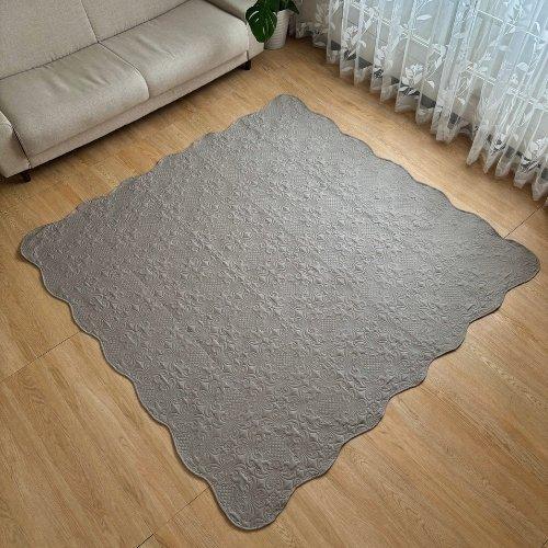 マルチカバー 洗える キルト 無地 ベッド ソファカバー 185×185cm 2帖 シンプル ウォッシャブル コンパクト くすみカラー リバーシブル ペットに優しい 緑 灰 |  | 10