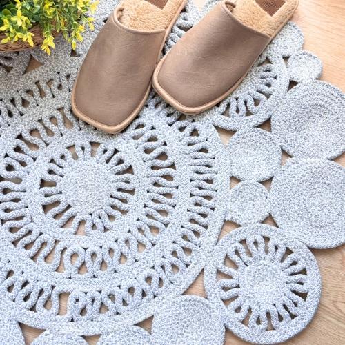 ラグ マット 100cm 綿 コットン チューブラグ 円形 おしゃれ 可愛い 玄関マット ラグマット アクセントラグ チューブマット 室内 屋内 アイボリー グレー インド |  | 06