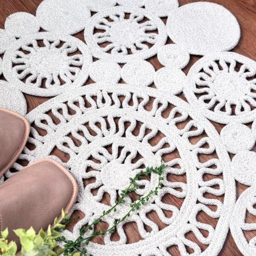 ラグ マット 100cm 綿 コットン チューブラグ 円形 おしゃれ 可愛い 玄関マット ラグマット アクセントラグ チューブマット 室内 屋内 アイボリー グレー インド |  | 07