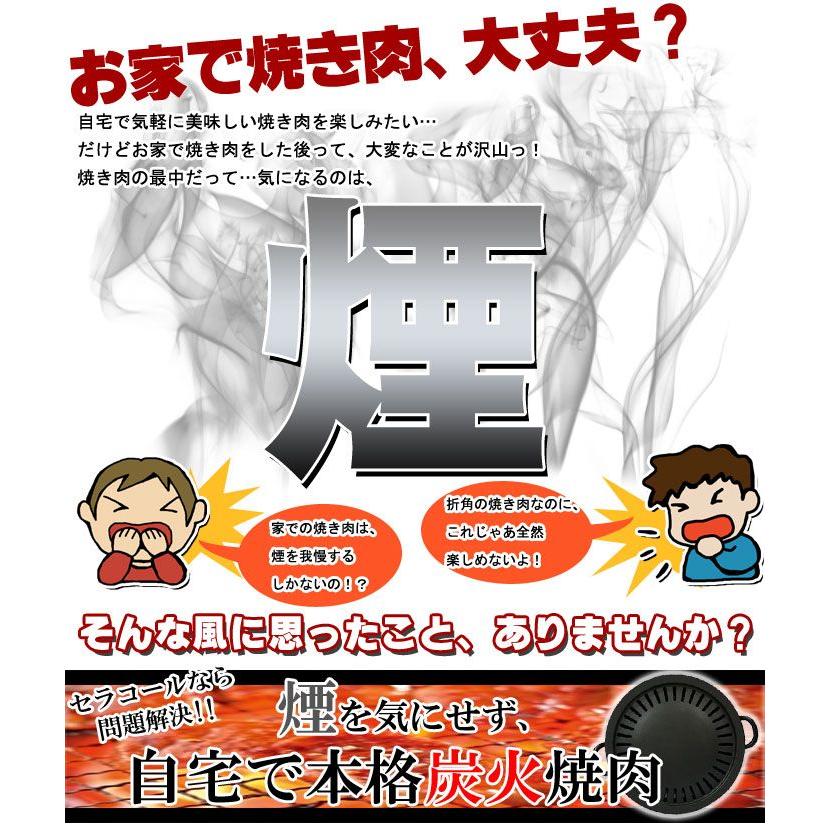 【焼肉プレート】煙が気にならない お部屋OK 軽量で収納楽 ダイエット 遠赤外線効果でおいしく焼ける セラコール炭火焼器 CE-401 (焼肉プレート)｜interiorkataoka｜02