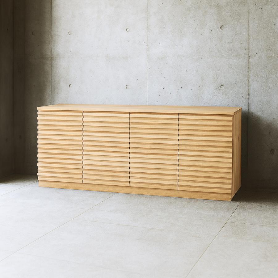 サイドボード 180 台輪 脚なし オーク ナチュラル 無垢材 引き出し