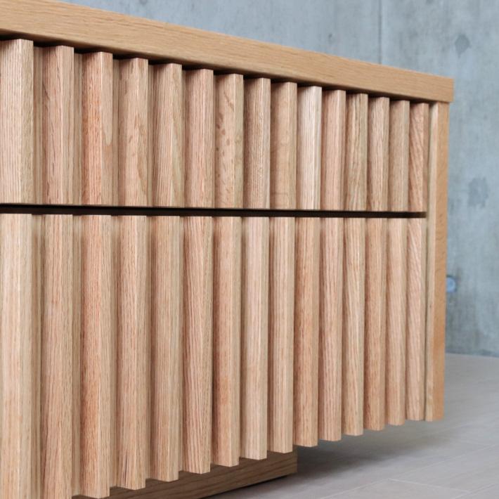 大川家具 テレビボード 180 格子 縦 テレビ台 TVボード オーク 北欧