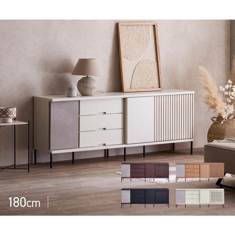 サイドボード リビング収納 収納 棚 引き戸 完成品 180cm 180 幅180