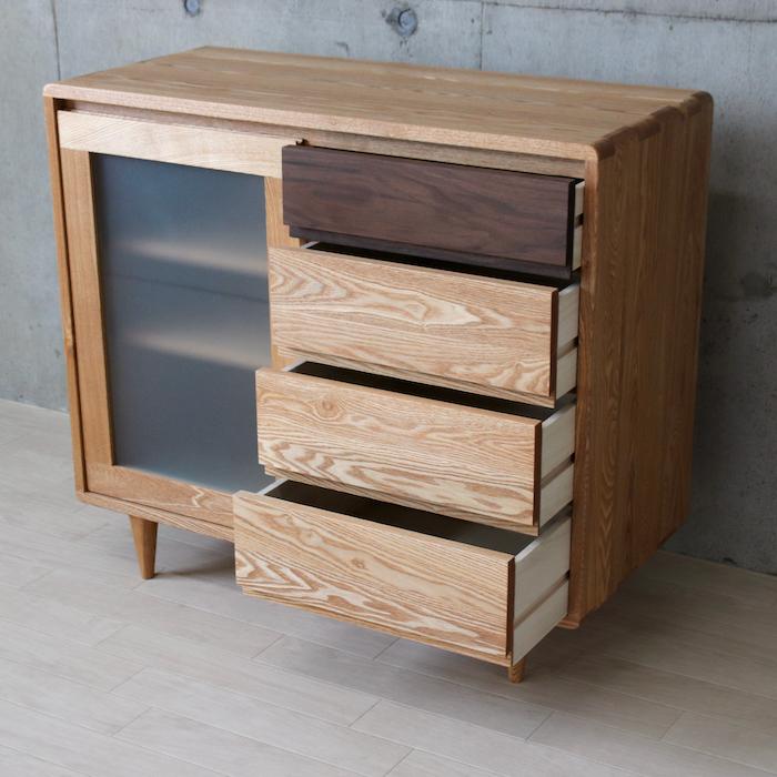 サイドボード 北欧 リビングボード キャビネット ナチュラル 木製 脚