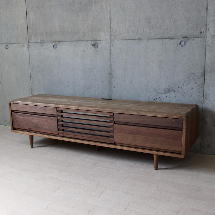 テレビボード 木製 無垢 おしゃれ ウォールナット タモ ブラウン