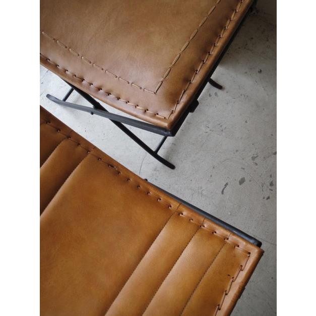 LEATHER FOLDING STOOLレザー フォールディング スツール・ステッチ INHF090 折りたたみ/レザー/スツール/椅子