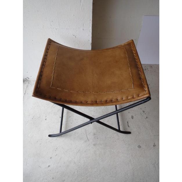 LEATHER FOLDING STOOLレザー フォールディング スツール・ステッチ INHF090 折りたたみ/レザー/スツール/椅子