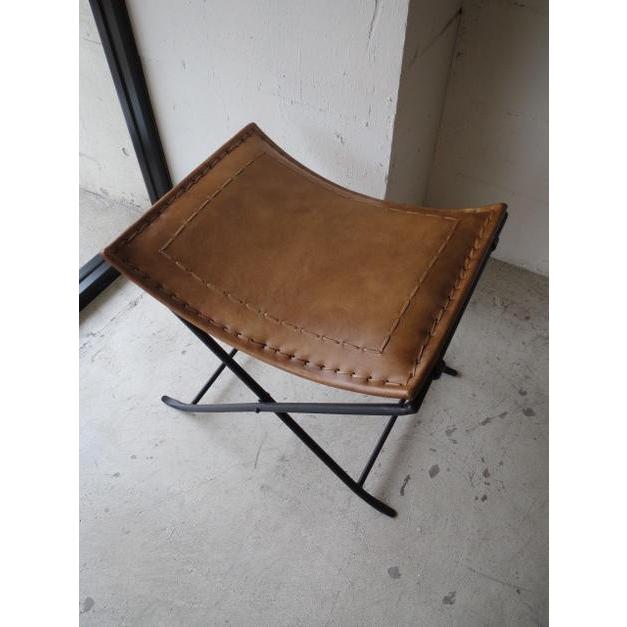 LEATHER FOLDING STOOLレザー フォールディング スツール・ステッチ INHF090 折りたたみ/レザー/スツール/椅子