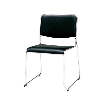 スタッキングチェア （合成皮革張） 幅480×奥525×高740mm ブラック MK-480 1脚 | 