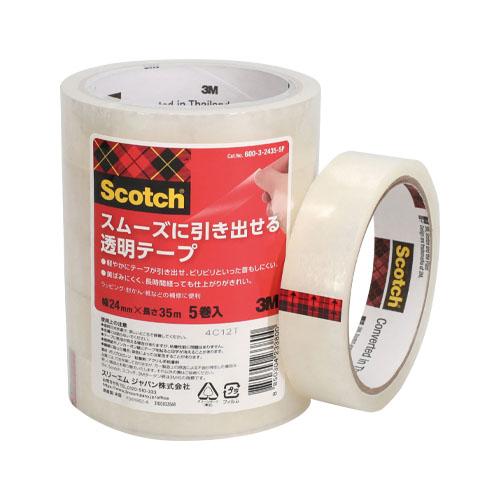 スリーエム スムーズに引き出せる透明テープ 幅24mm×35m 5巻入 600-3-2435-5P | 
