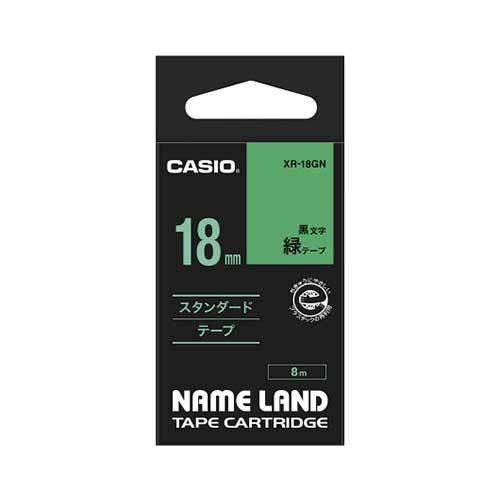 カシオ ネームランドテープ 18mm 緑／黒文字 XR-18GN 1個 | 