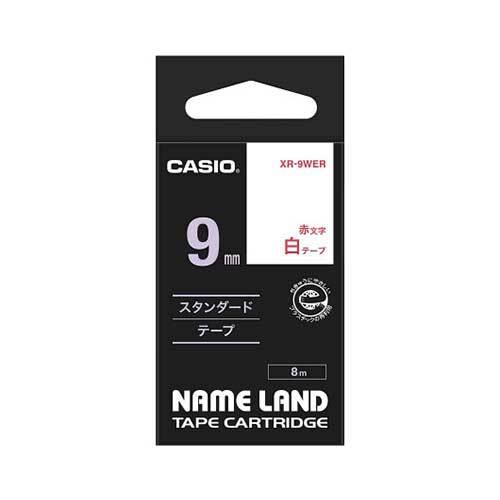 カシオ ネームランドテープ 9mm 白／赤文字 XR-9WER 1個 | 