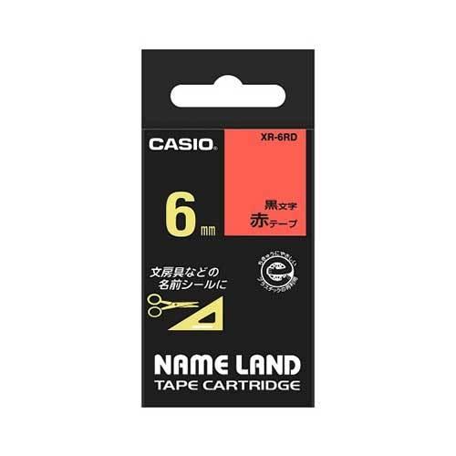 カシオ ネームランドテープ 6mm 赤／黒文字 XR-6RD 1個 | 