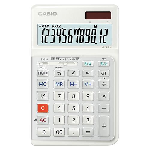 カシオ 人間工学電卓（ジャストサイズ） JE-12D-L-WE-N |  | 01