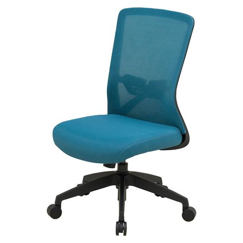 弘益 オフィスチェアメッシュ張り 肘なし ブルー CK04BL | 