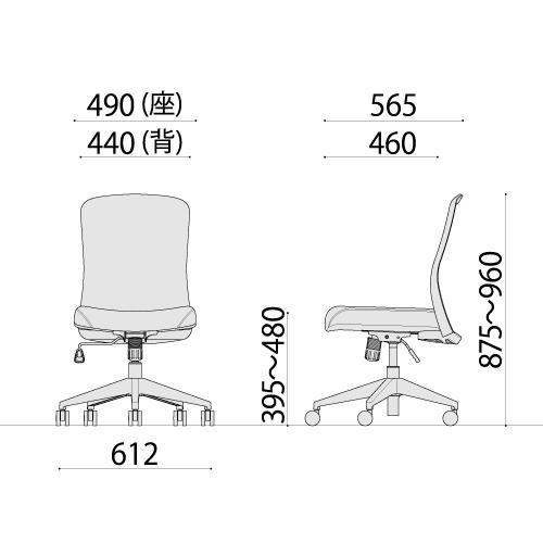 弘益 オフィスチェア メッシュ張り 肘なし グリーン CK03GN |  | 02