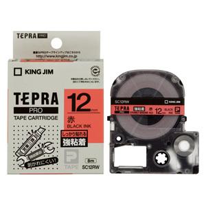 キングジム テプラPROテープ強粘着タイプ赤／黒文字 SC12RW 1個 | 