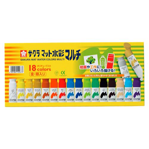サクラクレパス マット水彩 マルチ18色ポリチューブ入 MWM18PE 1個 | 