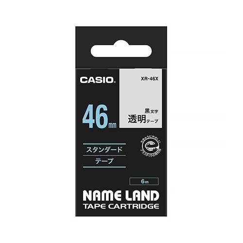 カシオ ネームランドテープ 46mm 透明／黒文字 XR-46X 1個 | 