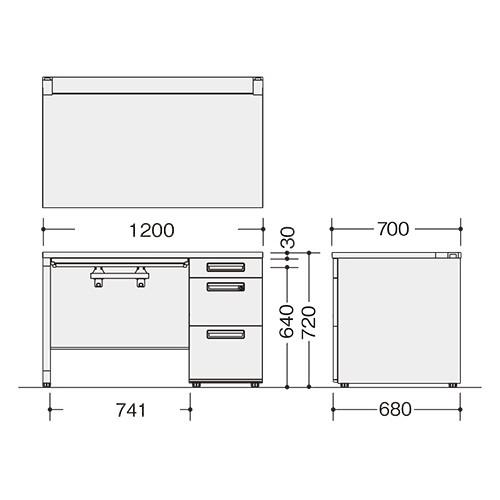 ナイキ 片袖デスク 幅1200×奥700×高720mm XEHH127G-WH 1台 |  | 01