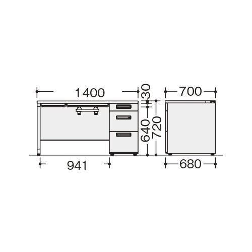 ナイキ 片袖デスク 幅1400×奥700×高720mm XEHH147G-WH 1台 |  | 01