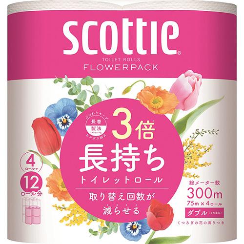 クレシア スコッティ フラワーパック3倍 長持 4ロール 1Ｐ． | 
