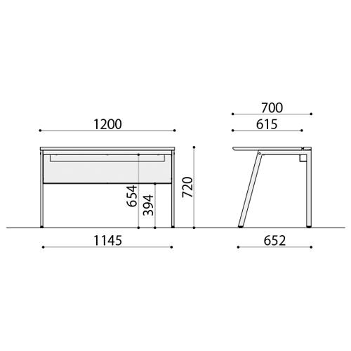 弘益 ワークデスク 基本 ホワイト 幅1200×奥700×高720mm WS-WH127B(WH