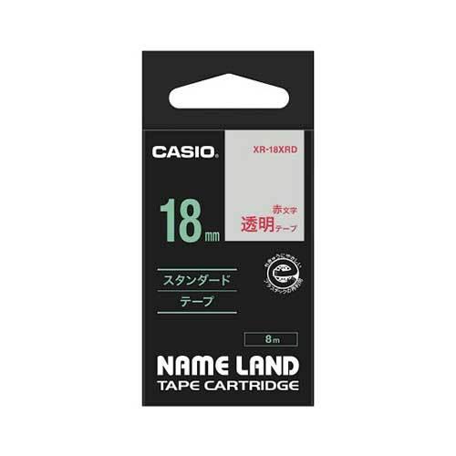 カシオ ネームランドテープ 18mm 透明／赤文字 XR-18XRD 1個 | 