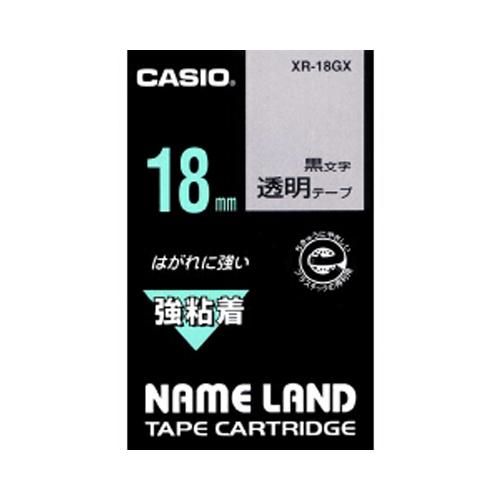 カシオ ネームランドテープ 18mm 透明／黒文字 XR-18GX 1個 | 