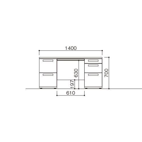 弘益 両袖机 LDC-R147-LR23(WH) 1台 | 