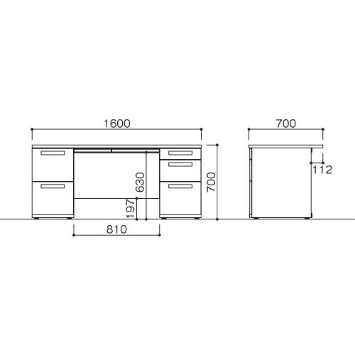 弘益 両袖机 LDC-R167-LR23(WH) 1台 |  | 01