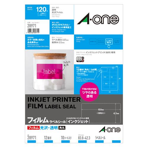 ミニ　柄なしタイプ Amazon | エーワン ラベルシール 光沢フィルム 透明 A4 12面 10