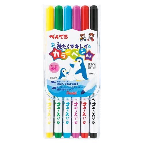ぺんてる 洗たくでキレイカラーペン 6色 SCS2-6 1個 | 