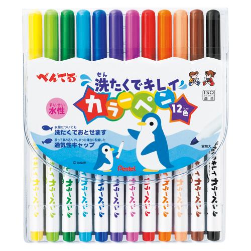 ぺんてる 洗たくでキレイカラーペン 12色 SCS2-12 1個 | 