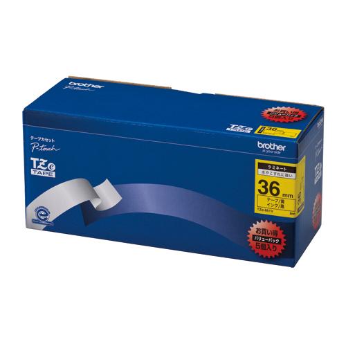 ブラザー ピータッチテープ 36mm 黄／黒 5個入 TZE-661V 1箱