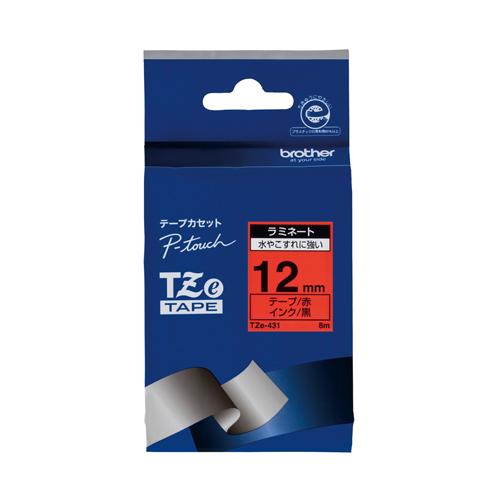 ブラザー ピータッチテープ 12mm 赤／黒 TZE-431 1個 | 
