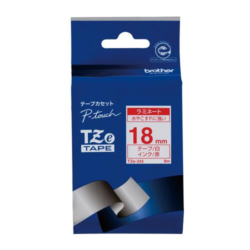 ブラザー ピータッチテープ 18mm 白／赤 TZE-242 1個 | 