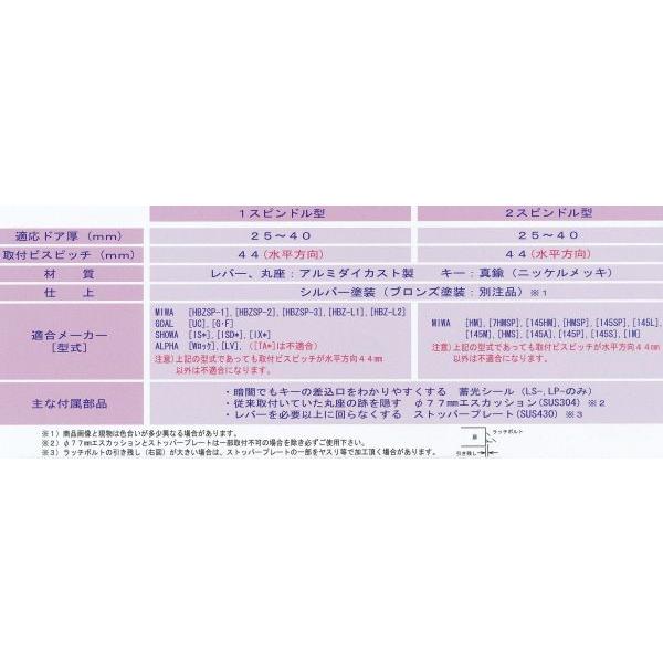 エージェント 取替用レバーハンドル 表示錠用 LC-100 1スピンドル型 |  | 01