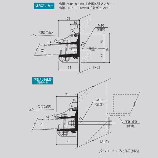 アルフィン ひさし ADシリーズ AD2 幅801〜900mm ひさし全長 2400mmの画像