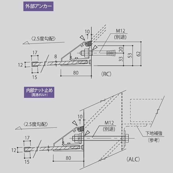 アルフィン アルポリックひさし サポートポール仕様 AP60 幅601〜1200mm ひさし全長 900mmの画像