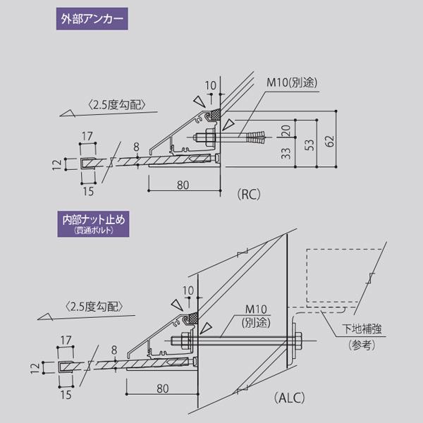 アルフィン アルポリックひさし サイドレール式 AP60S 幅1201〜1300mm ひさし全長 1300mm