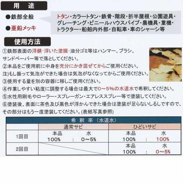 バンジ　サビキラープロ　水性　錆転換塗料　速乾性　シルバー　1kg｜interiortool｜02