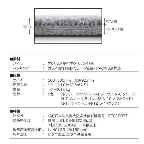 日東紡マテリアル 静床ライト 防音タイルカーペット 500×500mm 全厚9.5mm 10枚｜interiortool｜06