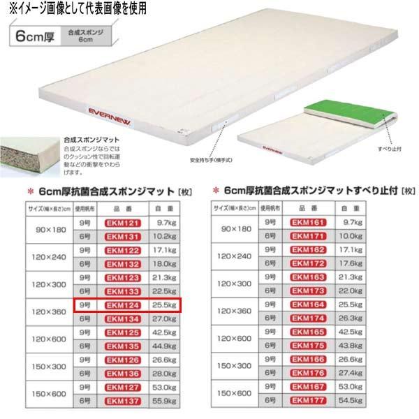 エバニュー 6cm厚 抗菌合成 スポンジマット EKM124 幅120×長360cm 9号帆布