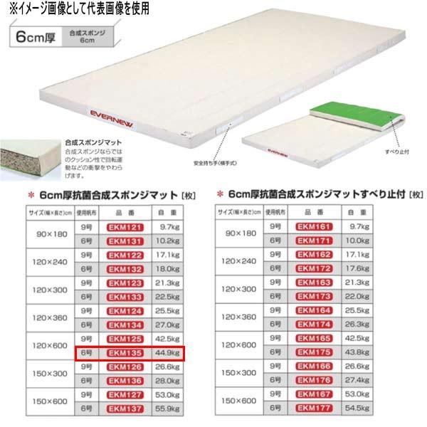 エバニュー 6cm厚 抗菌合成 スポンジマット EKM135 幅120×長600cm 6号帆布