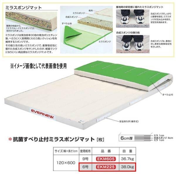 エバニュー 6cm厚 抗菌すべり止付 ミラスポンジマット EKM225 幅120×長600cm 6号帆布
