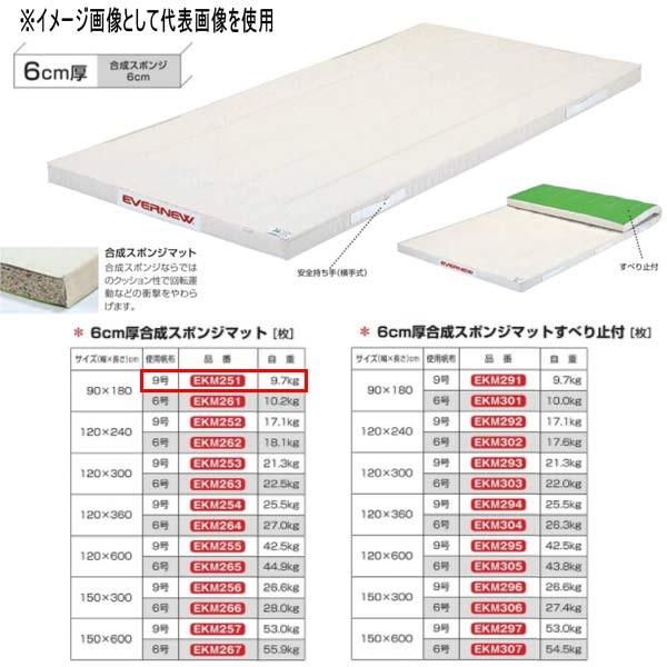 エバニュー 6cm厚合成スポンジマット EKM251 幅90×長180cm 9号帆布