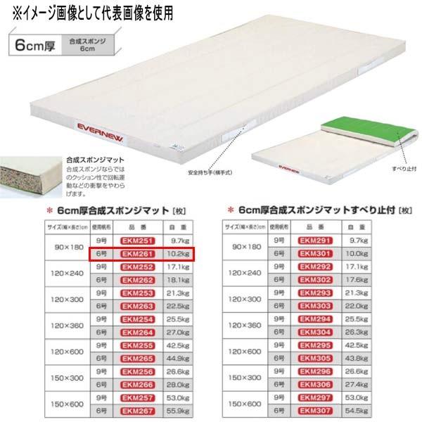 エバニュー 6cm厚合成スポンジマット EKM261 幅90×長180cm 6号帆布